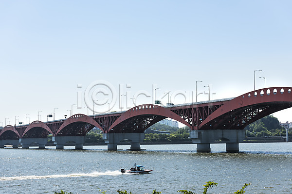 사람없음 JPG 포토 강 나무 다리(건축물) 배(교통) 서울 성산대교 야외 주간 풍경(경치) 하늘 한강