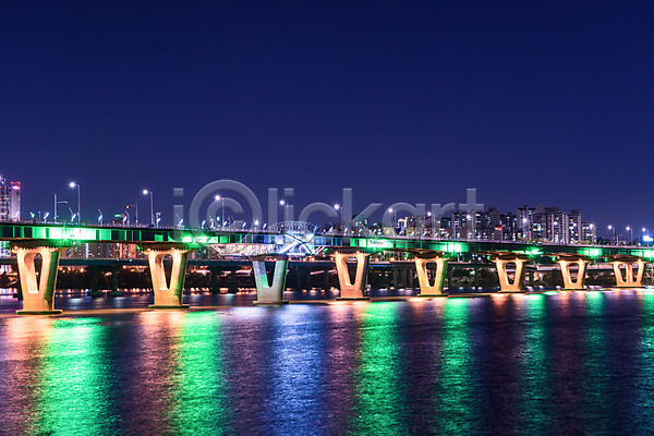 사람없음 JPG 포토 강 건물 광진교 다리(건축물) 반사 빛 서울 야간 야경 야외 풍경(경치) 하늘 한강