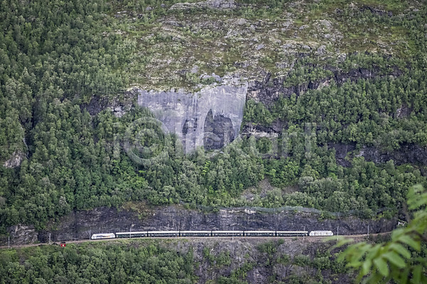 사람없음 JPG 아웃포커스 포토 기차 기찻길 나무 노르웨이 산 야외 유럽 유럽풍경 자연 절벽 주간 풍경(경치) 해외풍경