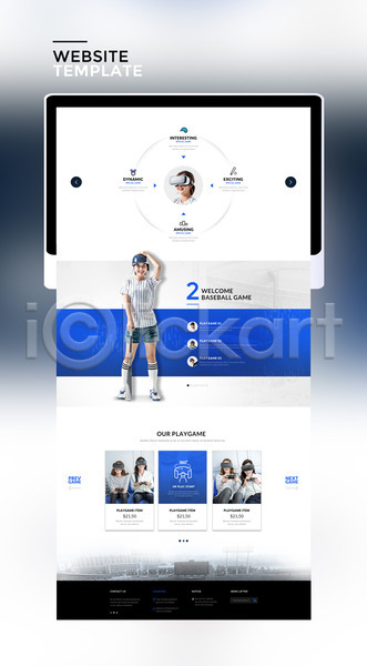 20대 남자 성인 성인만 여러명 여자 한국인 PSD 사이트템플릿 웹템플릿 템플릿 VR기기 가상현실 게임 야구 오큘러스 태블릿 파란색 홈페이지 홈페이지시안