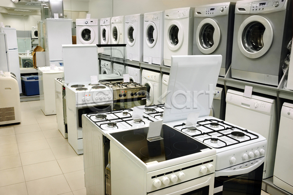사람없음 JPG 포토 해외이미지 가스레인지 가전제품 드럼세탁기 상점 실내 오븐 전기렌지 전시 해외202004