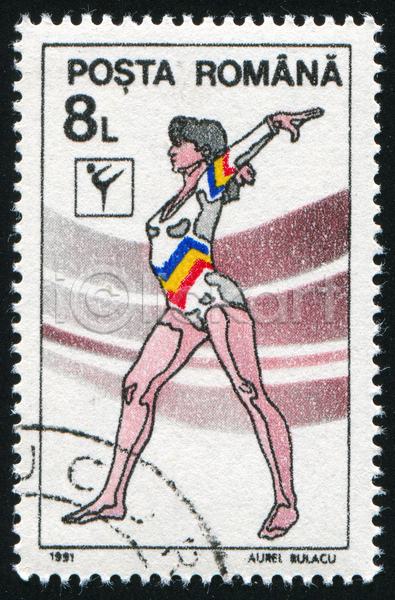 성인 성인여자한명만 여자 한명 JPG 포토 해외이미지 갈색 기념물 서기 올림픽 우표 전신 체조 체조선수 해외202004