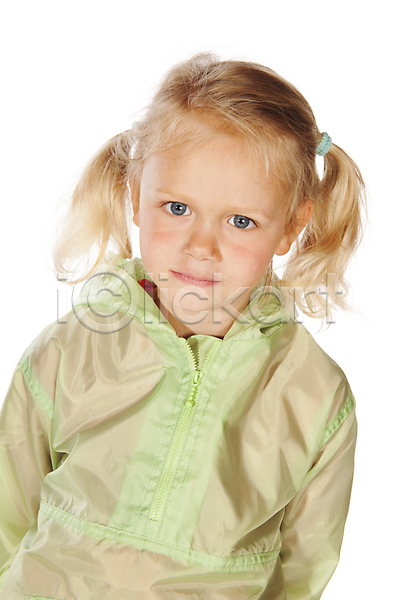 어린이 한명 JPG 포토 해외이미지 걸음마 고립 금발 백그라운드 초록색 티셔츠 해외202004 흰색