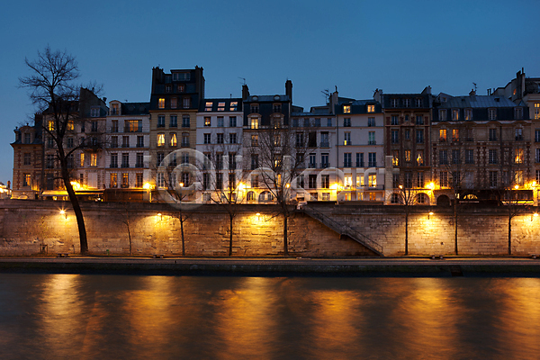 사람없음 JPG 포토 해외이미지 강 거리 건물 건축양식 도시 빛 야간 야외 주택 파리(프랑스) 풍경(경치) 프랑스 해외202004