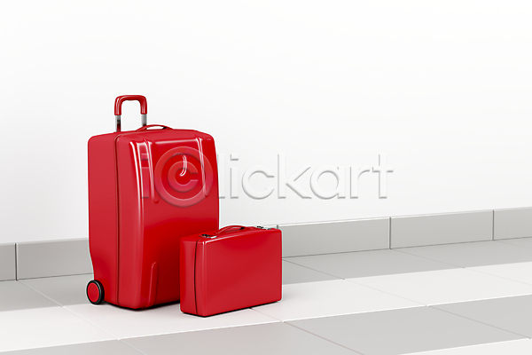 사람없음 3D JPG 포토 해외이미지 가방 공항 바퀴 비즈니스 빨간색 서류가방 여행 여행가방 짐 큼 타일 플라스틱 해외202004 휴가