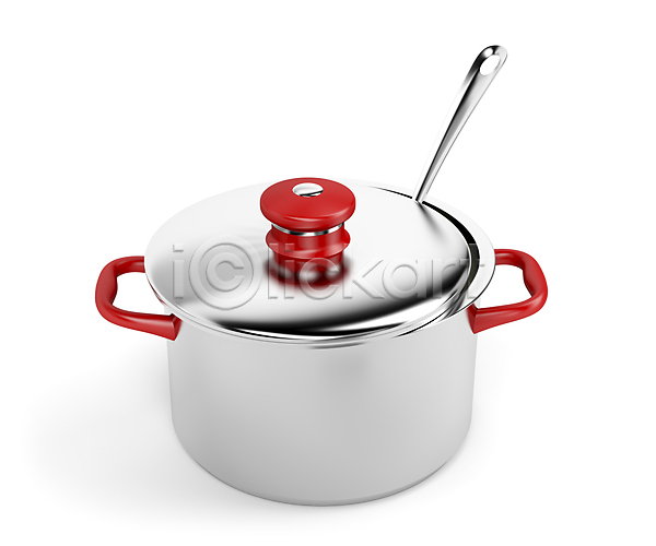 사람없음 3D JPG 포토 해외이미지 고립 국자 금속 기구 냄비 뚜껑 빨간색 수프 숟가락 식기 요리 은색 음식 주방 주방용품 해외202004