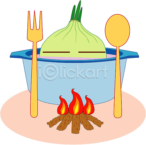 사람없음 EPS 일러스트 냄비 모닥불 불 수저 식물 식재료 양파 음식캐릭터 채소 채소캐릭터 캐릭터 클립아트 포크