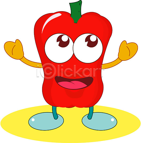 사람없음 EPS 일러스트 미소(표정) 붉은피망 식물 식재료 웃음 음식캐릭터 채소 채소캐릭터 캐릭터 클립아트 파프리카 피망