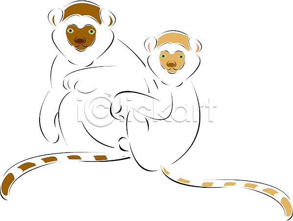 사람없음 EPS 아이콘 동물 두마리 야생동물 여우원숭이 원숭이 육지동물 척추동물 클립아트 포유류