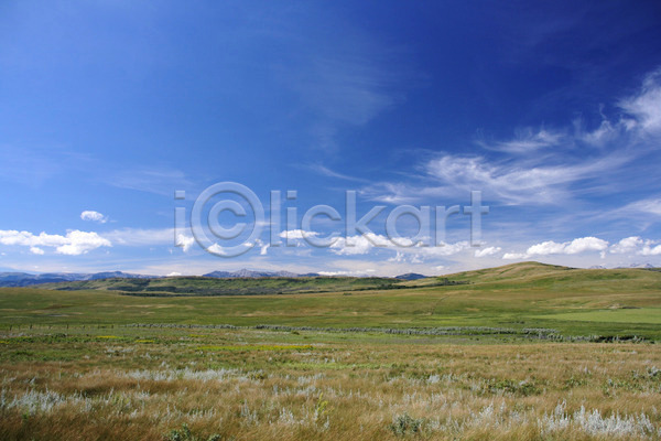 활발 사람없음 JPG 포토 해외이미지 강렬 구름(자연) 날씨 내추럴 미국 바람 밭 수평선 시골 여름(계절) 자연 캐나다 컬러풀 파란색 풍경(경치) 하늘 해외202004 환경 흰색