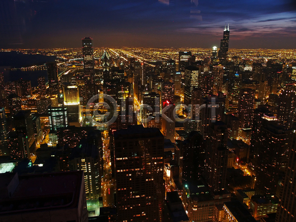 사람없음 JPG 포토 해외이미지 건물 고층빌딩 도심 빌딩 시카고 야간 야경 야외 전경 해외202004
