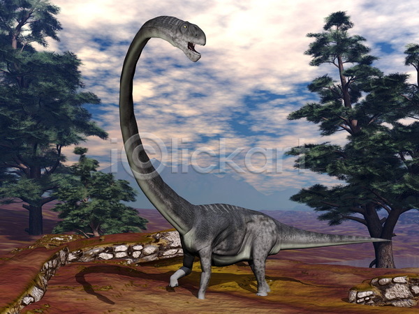 사람없음 3D JPG 해외이미지 공룡 그래픽 나무 바위 산 하늘 한마리 해외202004