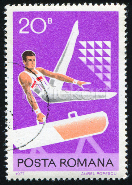 남자 성인 성인남자한명만 한명 JPG 포토 해외이미지 기념물 보라색 안마(체조) 올림픽 우표 잡기 전신 체조 체조선수 해외202004