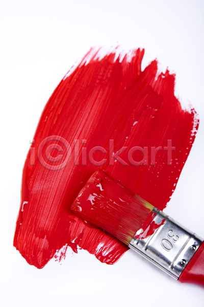 사람없음 JPG 포토 해외이미지 미술 빨간색 페인트 페인트붓 해외202004 흰배경