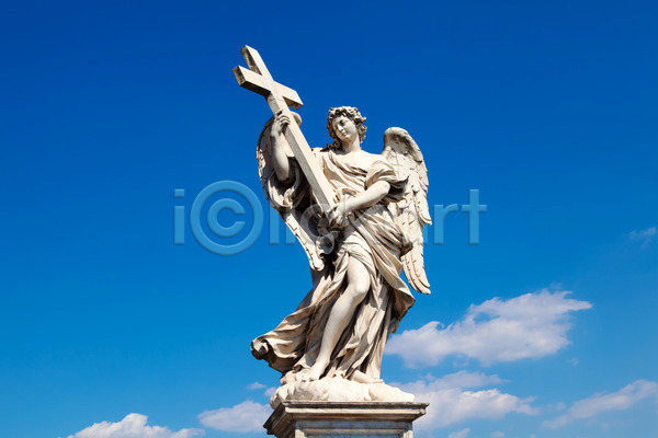 사람없음 JPG 포토 해외이미지 기독교 로마 로마인 십자가 유럽 이탈리아 조각 조각상 천사 파란색 피규어 해외202004