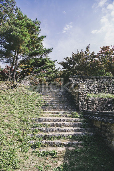 사람없음 JPG 포토 경상북도 계단 국내포토 군자마을 기와담장 나무 안동 야외 주간 풍경(경치) 하늘 한국