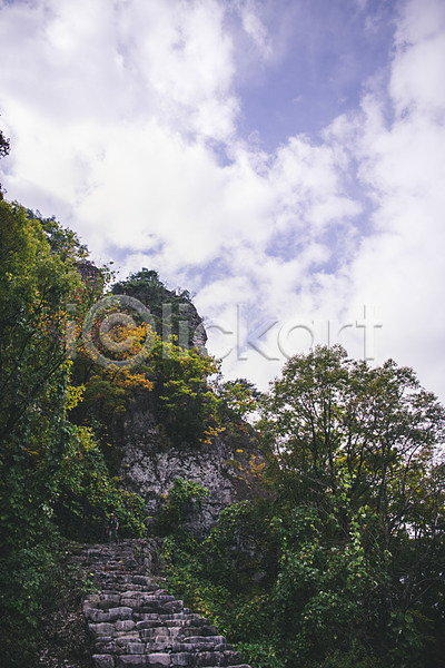 사람없음 JPG 포토 경상북도 계단 구름(자연) 나무 봉화 야외 절벽 주간 청량산 풍경(경치) 하늘 한국