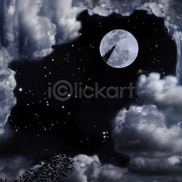 사람없음 JPG 포토 해외이미지 구름(자연) 달 밤하늘 보름달 야간 야외 해외202004 회색