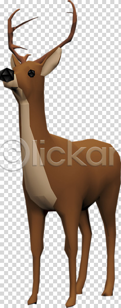 사람없음 3D PNG 디지털합성 입체 편집이미지 3D소스 동물 사슴 편집소스 한마리