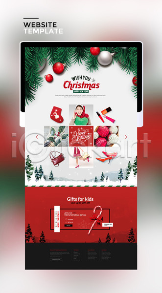 남자 성인 성인남자만 한명 PSD 사이트템플릿 웹템플릿 템플릿 구두 빨간색 선물 장식볼 지팡이사탕 크리스마스 태블릿 홈페이지 홈페이지시안