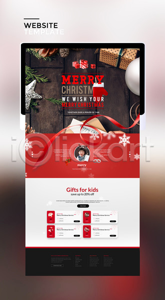 아기 어린이 여자 한명 PSD 사이트템플릿 웹템플릿 템플릿 눈꽃 리본 빨간색 선물 선물상자 크리스마스 크리스마스트리 태블릿 홈페이지 홈페이지시안