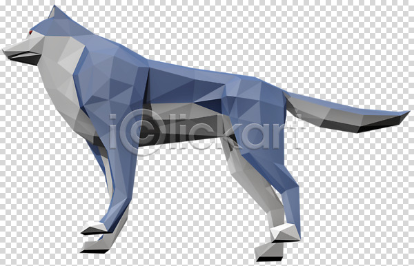 사람없음 3D PNG 디지털합성 입체 편집이미지 3D소스 늑대 동물 로우폴리 편집소스 폴리곤 한마리