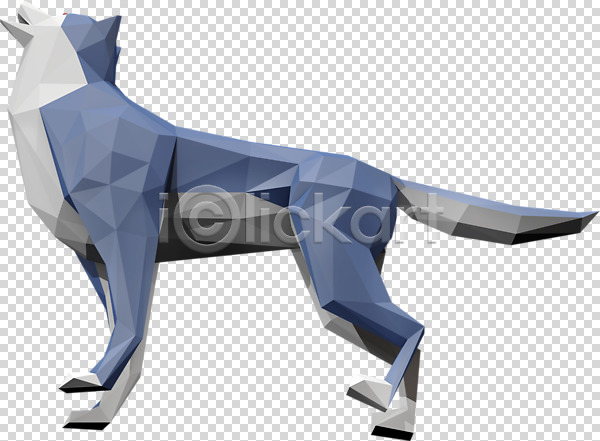 사람없음 3D PNG 디지털합성 입체 편집이미지 3D소스 늑대 동물 로우폴리 편집소스 폴리곤 한마리