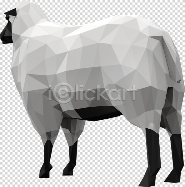 사람없음 3D PNG 디지털합성 입체 편집이미지 3D소스 동물 로우폴리 양 편집소스 폴리곤 한마리