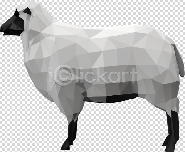 사람없음 3D PNG 디지털합성 입체 편집이미지 3D소스 동물 로우폴리 양 편집소스 폴리곤 한마리
