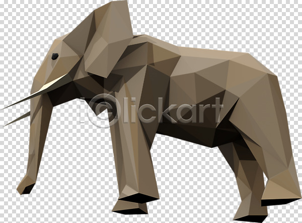 사람없음 3D PNG 디지털합성 입체 편집이미지 3D소스 동물 로우폴리 코끼리 편집소스 폴리곤 한마리