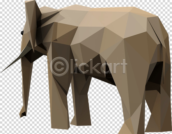 사람없음 3D PNG 디지털합성 입체 편집이미지 3D소스 동물 로우폴리 코끼리 편집소스 폴리곤 한마리