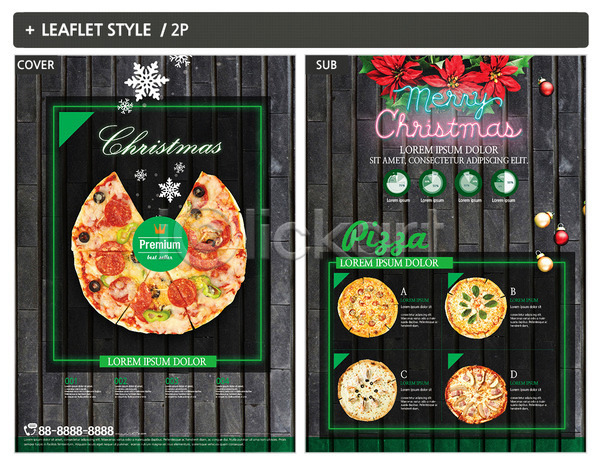 사람없음 INDD ZIP 인디자인 전단템플릿 템플릿 눈꽃 리플렛 시간 전단 크리스마스 크리스마스장식 포스터 피자