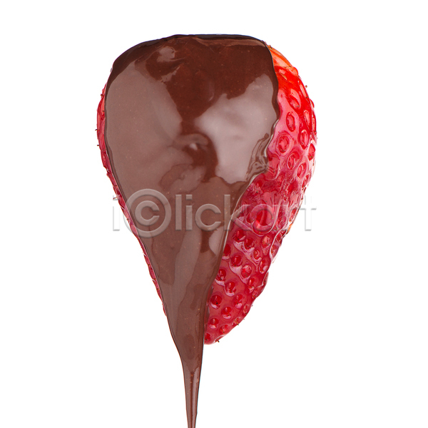흐름 사람없음 JPG 포토 해외이미지 딸기 실내 초콜릿 한개 해외202004 흰배경