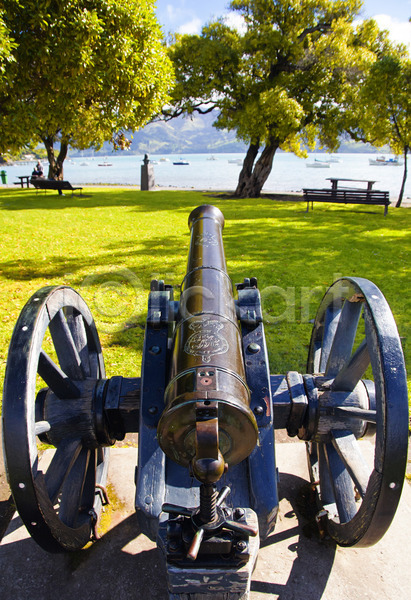 사람없음 JPG 포토 해외이미지 공원 관광지 나무 뉴질랜드 대포 야외 역사 초록색 해외202004