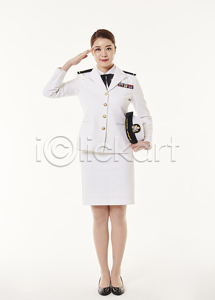 20대 성인 성인여자한명만 여자 한국인 한명 JPG 앞모습 포토 경례 서기 스튜디오촬영 실내 여군 전신 해군 해군복
