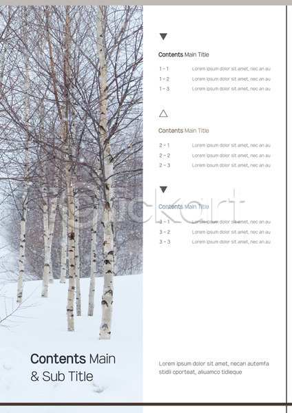 사람없음 AI(파일형식) 문서템플릿 템플릿 겨울 나무 내지 눈(날씨) 레이아웃 목차 문서 서식 제안서 프레젠테이션