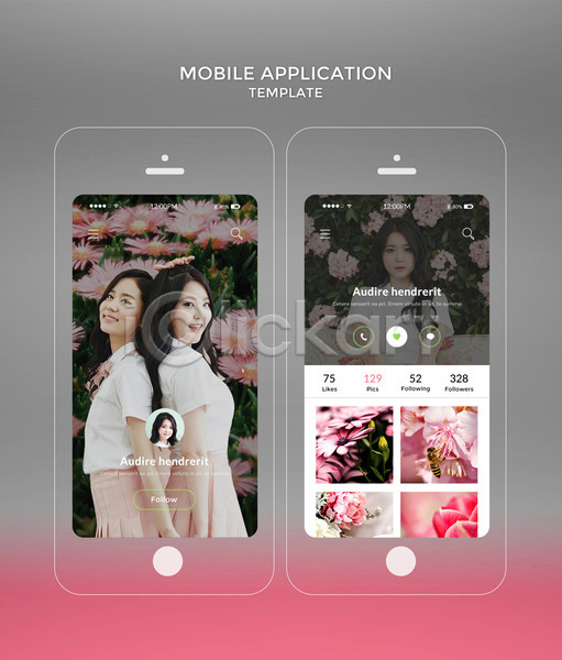 20대 성인 성인여자만 여러명 여자 한국인 PSD 모바일템플릿 웹템플릿 템플릿 꽃 디자인시안 모바일 모바일앱 봄 분홍색 스마트폰 어플리케이션 홈페이지