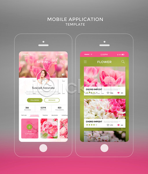 20대 성인 성인여자한명만 여자 한국인 한명 PSD 모바일템플릿 웹템플릿 템플릿 꽃 디자인시안 모바일 모바일앱 봄 분홍색 스마트폰 어플리케이션 홈페이지