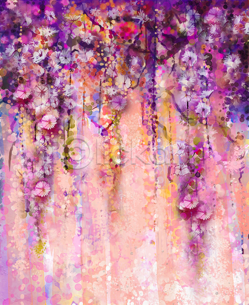 사람없음 JPG 포토 해외이미지 그림 꽃 등나무 등나무꽃 미술 백그라운드 보라색 손그림 수채화(물감) 해외202004