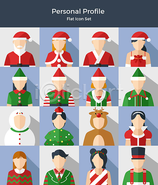 남자 사람 여러명 여자 AI(파일형식) 아이콘 플랫아이콘 눈사람 다양 루돌프 산타모자 산타옷 산타클로스 상반신 세트 크리스마스 크리스마스트리