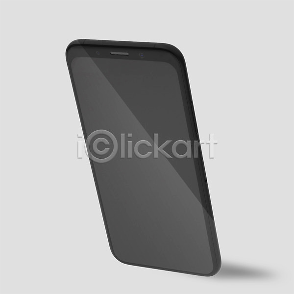 사람없음 3D PSD 디지털합성 편집이미지 3D소스 검은색 목업 베젤리스 스마트폰 전자제품 한개 핸드폰