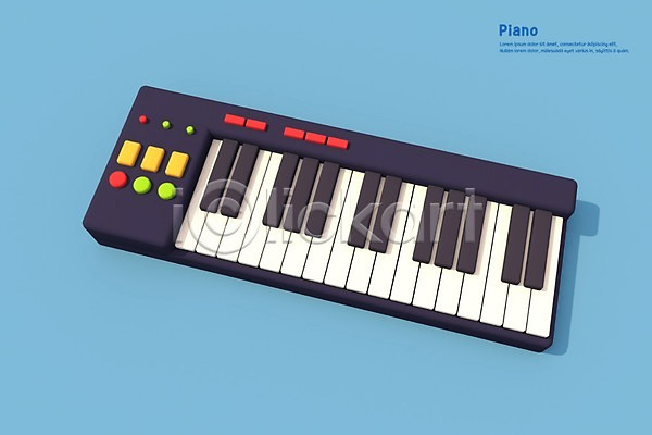 사람없음 3D PSD 디지털합성 편집이미지 3D소스 건반 악기 음악 전자피아노 컬러풀 피아노(악기)