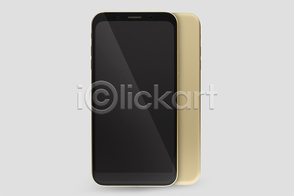 사람없음 3D PSD 디지털합성 편집이미지 3D소스 검은색 금색 두개 목업 베젤리스 스마트폰 전자제품 핸드폰