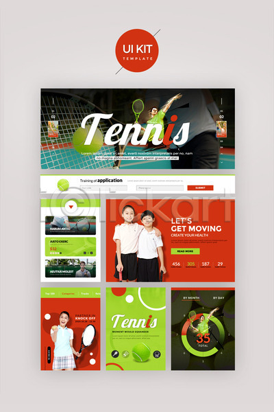 10대 20대 남자 동양인 서양인 성인 어린이 여러명 여자 외국인 한국인 PSD 웹템플릿 템플릿 UI UI키트 다홍색 디자인시안 연두색 테니스 테니스공 홈페이지