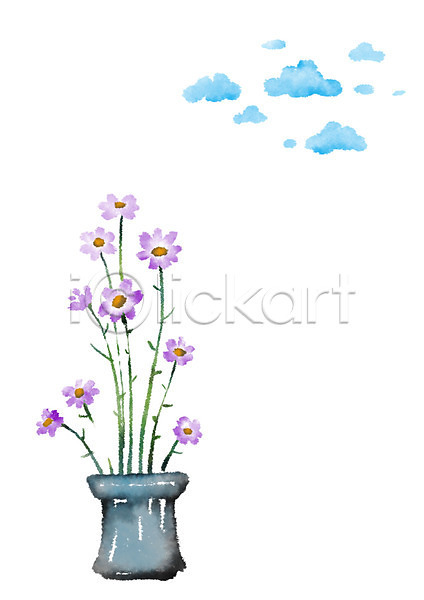 사람없음 PSD 일러스트 구름(자연) 꽃 식물 캘리그라피 화분