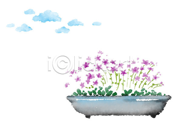 사람없음 PSD 일러스트 구름(자연) 꽃 식물 캘리그라피 하늘 화분
