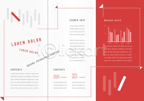 사람없음 AI(파일형식) 템플릿 3단접지 내지 리플렛 막대그래프 북디자인 북커버 빨간색 사각형 삼각형 선 책 출판디자인 팜플렛 표지디자인