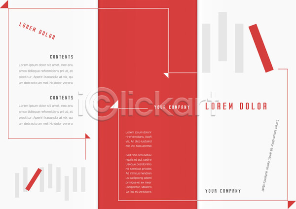 사람없음 AI(파일형식) 템플릿 3단접지 도형 리플렛 북디자인 북커버 빨간색 선 여러개 출판디자인 팜플렛 표지 표지디자인