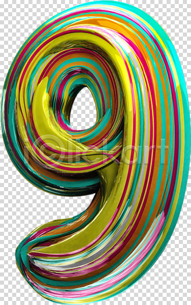 사람없음 3D PNG 디지털합성 입체 편집이미지 3D소스 9 기하학 숫자 컬러풀 편집소스