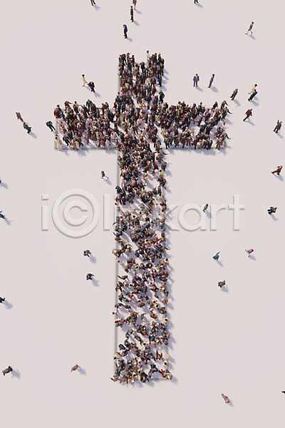 함께함 군중 사람 여러명 3D PSD 디지털합성 편집이미지 기독교 디지털아트 상징 십자가 종교